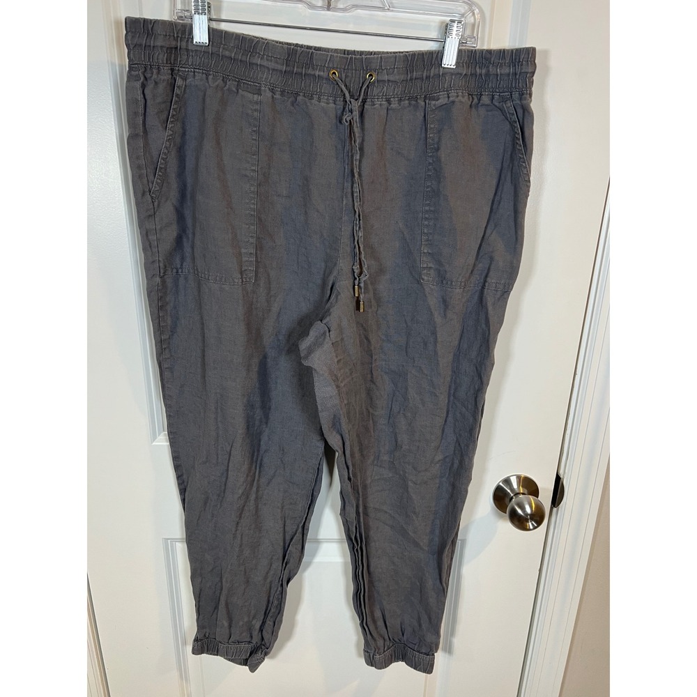 Company Ellen Tracy Womens Jogger Pants Drawstring Elastic Waist Gray XL